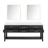 Lexora Norwalk 80 inch W Black Oak Double Sink Vanity Cabinet, Cultured Marble Top, and 36 in Mirrors - LVN80DJ310