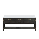 Lexora Norwalk 84 inch W Black Oak Double Sink Vanity Cabinet and White Quartz Top - LVN84DJ200