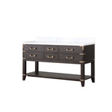Lexora Norwalk 60 inch W Brown Oak Double Sink Vanity Cabinet and Carrara Marble Top - LVN60DK100