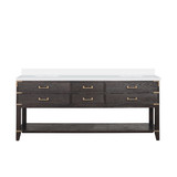 Lexora Norwalk 80 inch W Brown Oak Double Sink Vanity Cabinet and Cultured Marble Top - LVN80DK300