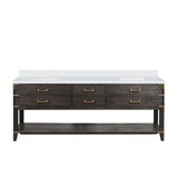 Lexora Norwalk 84 inch W Brown Oak Double Sink Vanity Cabinet and Cultured Marble Top - LVN84DK300