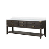 Lexora Norwalk 84 inch W Brown Oak Double Sink Vanity Cabinet and Cultured Marble Top - LVN84DK300