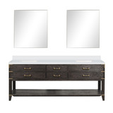 Lexora Norwalk 84 inch W Brown Oak Double Sink Vanity Cabinet, Cultured Marble Top, and 36 in Mirrors - LVN84DK310