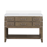 Lexora Norwalk 48 inch W Grey Oak Vanity Cabinet and White Quartz Top - LVN48SR200