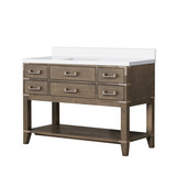 Lexora Norwalk 48 inch W Grey Oak Vanity Cabinet and White Quartz Top - LVN48SR200