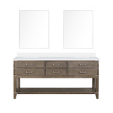 Lexora Norwalk 72 inch W Grey Oak Double Sink Vanity Cabinet, Cultured Marble Top, and 34 in Mirrors - LVN72DR310