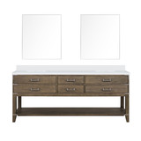 Lexora Norwalk 80 inch W Grey Oak Double Sink Vanity Cabinet, Cultured Marble Top, and 36 in Mirrors - LVN80DR310