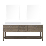 Lexora Norwalk 84 inch W Grey Oak Double Sink Vanity Cabinet, Cultured Marble Top, and 36 in Mirrors - LVN84DR310