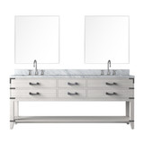 Lexora Norwalk 80 inch W White Oak Double Sink Vanity Cabinet, Carrara Marble Top, Faucet Set, and 36 in Mirrors - LVN80DM111