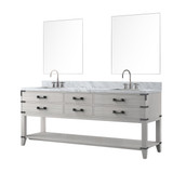 Lexora Norwalk 80 inch W White Oak Double Sink Vanity Cabinet, Carrara Marble Top, Faucet Set, and 36 in Mirrors - LVN80DM111