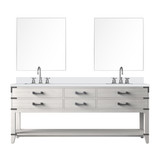 Lexora Norwalk 80 inch W White Oak Double Sink Vanity Cabinet, Cultured Marble Top, Faucet Set, and 36 in Mirrors - LVN80DM311