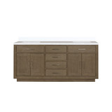 Lexora Abbey 72 inch W Grey Oak Double Sink Vanity Cabinet and White Quartz Top - LVA72DR200