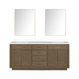 Lexora Abbey 72 inch W Grey Oak Double Sink Vanity Cabinet, Cultured Marble Top, and 34 in Mirrors - LVA72DR310