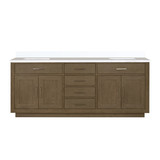 Lexora Abbey 80 inch W Grey Oak Double Sink Vanity Cabinet and White Quartz Top - LVA80DR200