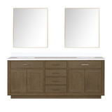 Lexora Abbey 80 inch W Grey Oak Double Sink Vanity Cabinet, Cultured Marble Top, and 36 in Mirrors - LVA80DR310