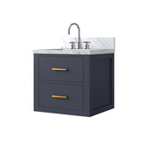 Lexora Castor 20 inch W x 18 in D Blue Single Bath Wall Hung Vanity Cabinet, Acrylic Top, and Faucet Set - LVC20SE501