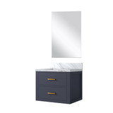 Lexora Castor 24 inch W x 18 in D Blue Single Bath Wall Hung Vanity Cabinet Acrylic Countertop and 18 in Mirror - LVC24SE510