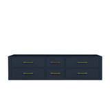 Lexora Castor 72 inch W Blue Double Sink Wall Hung Vanity Cabinet - LVC72DE000