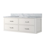 Lexora Castor 48 inch W White Single Bath Wall Hung Vanity Cabinet and Carrara Marble Top - LVC48SA100