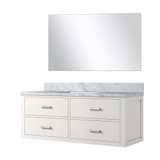 Lexora Castor 48 inch W White Single Bath Wall Hung Vanity Cabinet Carrara Marble Countertop and 43 in Mirror - LVC48SA110