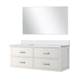 Lexora Castor 48 inch W White Single Bath Wall Hung Vanity Cabinet Cultured Marble Countertop and 43 in Mirror - LVC48SA310