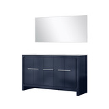 Lexora Lafarre 60 inch W x 20 in D Navy Blue Double Sink Vanity Cabinet, Cultured Marble Top and 55 in Mirror - LVLF60DNB310