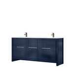 Lexora Lafarre 72 inch W x 20 in D Navy Blue Double Sink Vanity Cabinet, Cultured Marble Top and Gun Metal Faucet Set - LVLF72DNB303