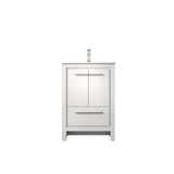 Lexora Lafarre 24 inch W x 20 in D White Bath Vanity Cabinet, Cultured Marble Top and Chrome Faucet Set - LVLF24SW301