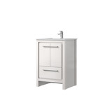 Lexora Lafarre 24 inch W x 20 in D White Bath Vanity Cabinet, Cultured Marble Top and Chrome Faucet Set - LVLF24SW301