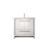 Lexora Lafarre 36 inch W x 20 in D White Bath Vanity Cabinet, White Quartz Top and Rose Gold Faucet Set - LVLF36SW204