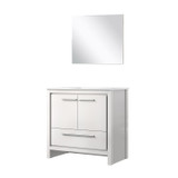 Lexora Lafarre 36 inch W x 20 in D White Bath Vanity Cabinet, White Quartz Top and 28 in Mirror - LVLF36SW210