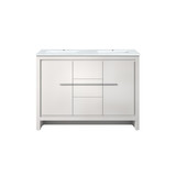 Lexora Lafarre 48 inch W x 20 in D White Double Sink Vanity Cabinet and White Quartz Top - LVLF48DW200