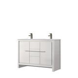 Lexora Lafarre 48 inch W x 20 in D White Double Sink Vanity Cabinet, Cultured Marble Top and Gun Metal Faucet Set - LVLF48DW303