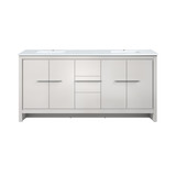 Lexora Lafarre 72 inch W x 20 in D White Double Sink Vanity Cabinet and White Quartz Top - LVLF72DW200