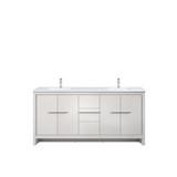 Lexora Lafarre 72 inch W x 20 in D White Double Sink Vanity Cabinet, Cultured Marble Top and Chrome Faucet Set - LVLF72DW301
