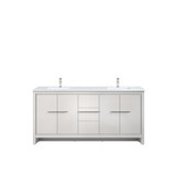 Lexora Lafarre 72 inch W x 20 in D White Double Sink Vanity Cabinet, Cultured Marble Top and Brushed Nickel Faucet Set - LVLF72DW302