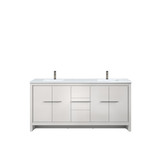 Lexora Lafarre 72 inch W x 20 in D White Double Sink Vanity Cabinet, Cultured Marble Top and Gun Metal Faucet Set - LVLF72DW303