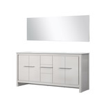 Lexora Lafarre 72 inch W x 20 in D White Double Sink Vanity Cabinet, Cultured Marble Top and 70 in Mirror - LVLF72DW310