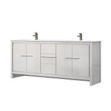 Lexora Lafarre 80 inch W x 20 in D White Double Sink Vanity Cabinet, White Quartz Top and Gun Metal Faucet Set - LVLF80DW203