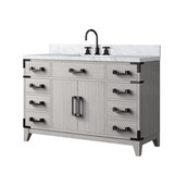 Lexora Laurel 48 inch W White Oak Vanity Cabinet, Carrara Marble Top, and Faucet Set - LVL48SM101