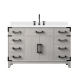 Lexora Laurel 48 inch W White Oak Vanity Cabinet, White Quartz Top, and Faucet Set - LVL48SM201