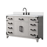 Lexora Laurel 48 inch W White Oak Vanity Cabinet, Cultured Marble Top, and Faucet Set - LVL48SM301