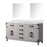 Lexora Laurel 60 inch W White Oak Double Sink Vanity Cabinet, Cultured Marble Top, and 28 in Mirrors - LVL60DM310