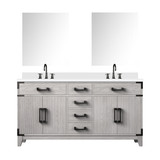 Lexora Laurel 60 inch W White Oak Double Sink Vanity Cabinet, Cultured Marble Top, Faucet Set, and 28 in Mirrors - LVL60DM311