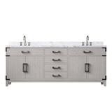 Lexora Laurel 80 inch W White Oak Double Sink Vanity Cabinet, Carrara Marble Top, and Faucet Set - LVL80DM101
