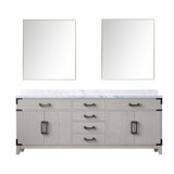 Lexora Laurel 80 inch W White Oak Double Sink Vanity Cabinet, Carrara Marble Top, and 36 in Mirrors - LVL80DM110