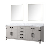 Lexora Laurel 80 inch W White Oak Double Sink Vanity Cabinet, Carrara Marble Top, and 36 in Mirrors - LVL80DM110