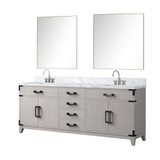 Lexora Laurel 80 inch W White Oak Double Sink Vanity Cabinet, Carrara Marble Top, Faucet Set, and 36 in Mirrors - LVL80DM111