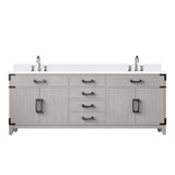 Lexora Laurel 80 inch W White Oak Double Sink Vanity Cabinet, White Quartz Top, and Faucet Set - LVL80DM201