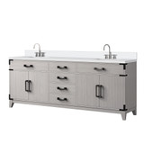 Lexora Laurel 80 inch W White Oak Double Sink Vanity Cabinet, White Quartz Top, and Faucet Set - LVL80DM201